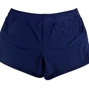 Lands' End Swim Shorts Bottoms Women's‎ 26W Navy Blue Pocket Lined Pull-On